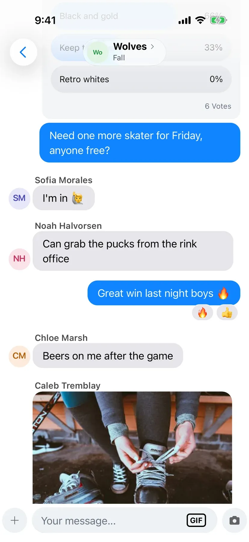 BenchApp team chat conversation