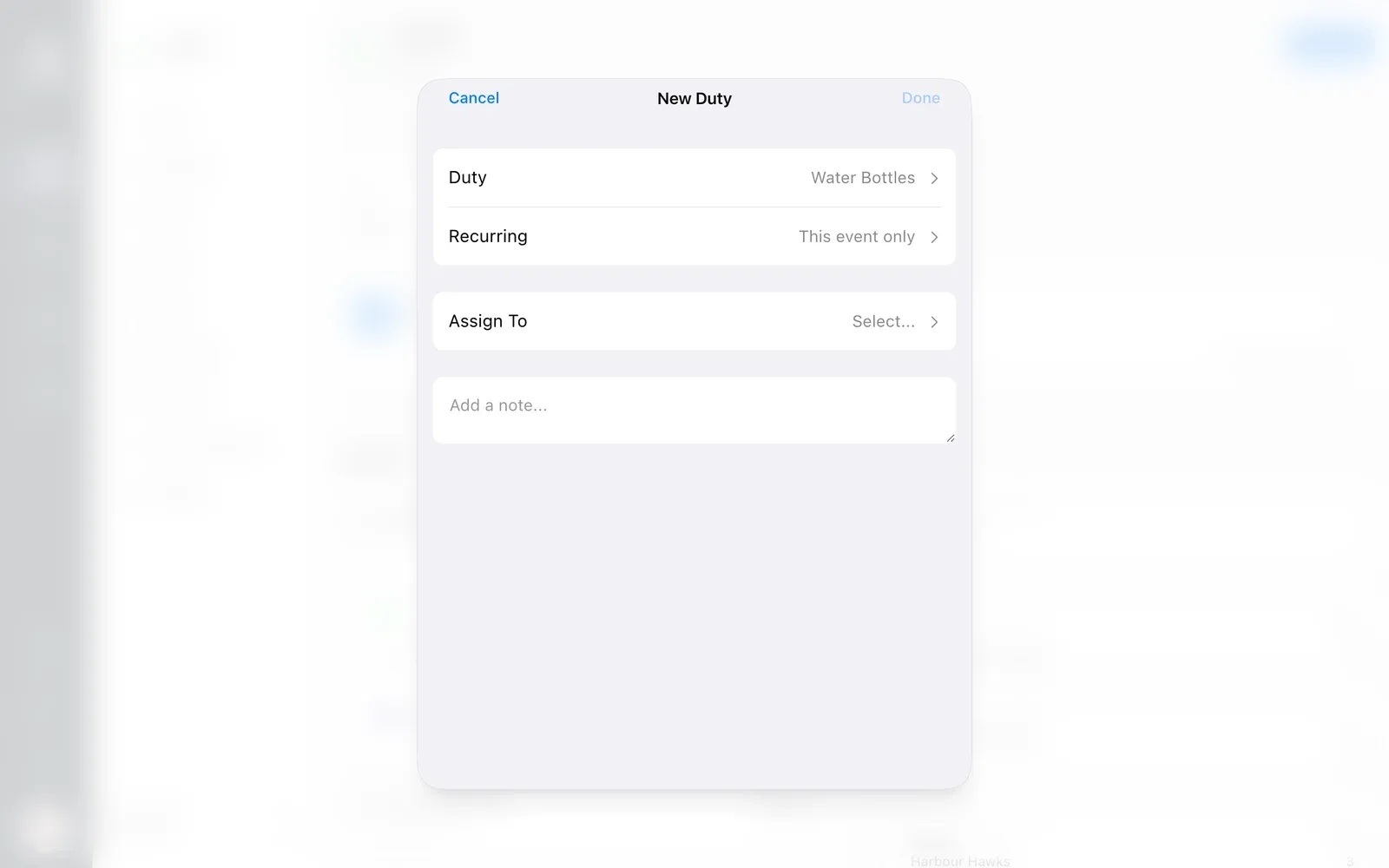 BenchApp on a computer: a new duty ready to assign to a player or a volunteer