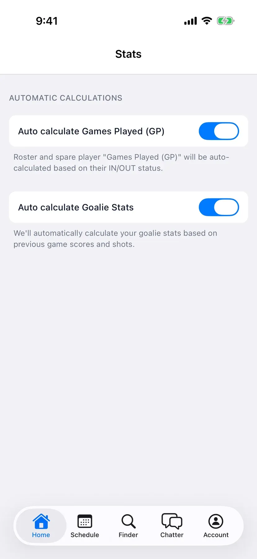 BenchApp on a phone: Stats settings